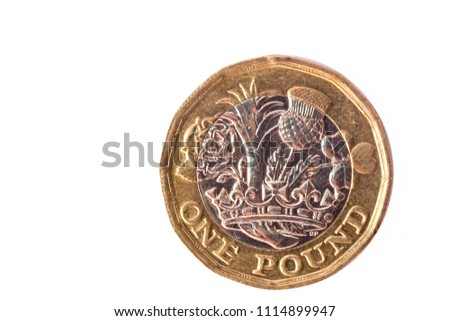 One Pound Coin Isolated on White baackground
