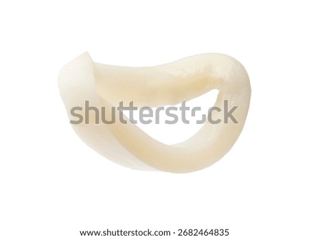 One raw squid ring isolated on white
