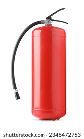 Un extintor de incendios rojo sobre fondo blanco