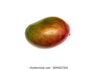 One Red Green Mango Isolated On A White Background.