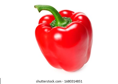 one red sweet bell pepper isolated on white background