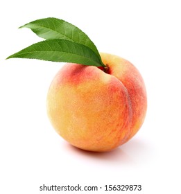 One Ripe Peaches Leaves Stock Photo Edit Now