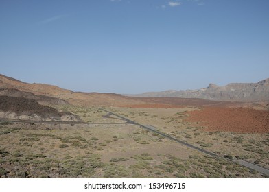 One Road In The Desert From An High Mountain