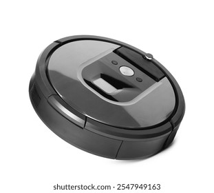 One robotic vacuum cleaner isolated on white