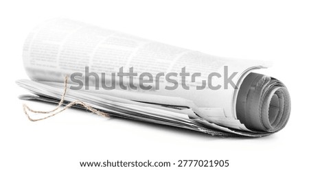 One roll of newspaper isolated on white