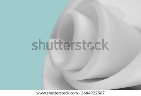 one roll of thin white sponge foam material with copy space for text