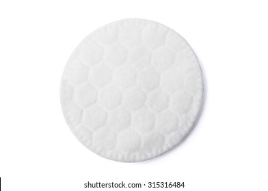 One Round Cotton Cosmetic Pad On White
