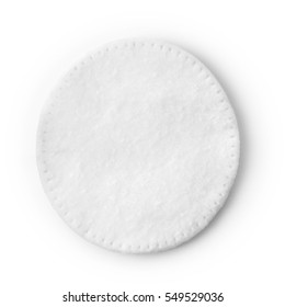 One Round Cotton Cosmetic Pad On White