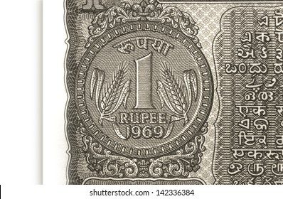 One Rupee Coin Symbol On The Note