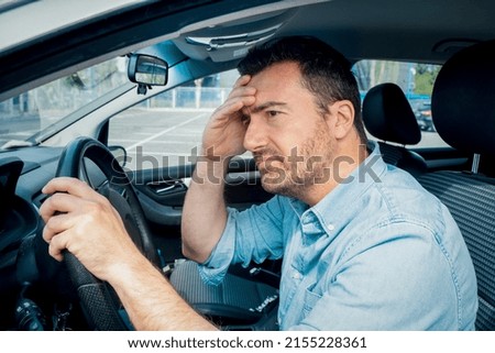One sad guilty driver feeling bad after car crash