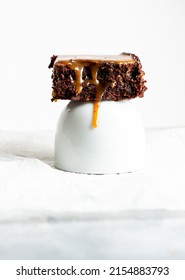 One Salted Caramel Brownie On White