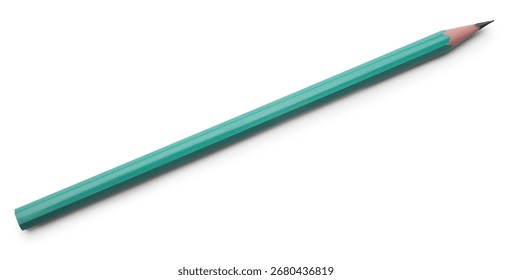 One sharp graphite pencil isolated on white, above view