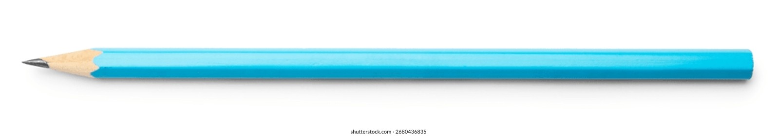 One sharp graphite pencil isolated on white, above view