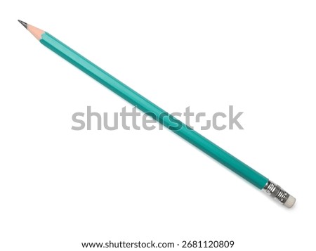 One sharp graphite pencil isolated on white, top view