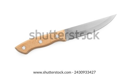 One sharp knife isolated on white, top view