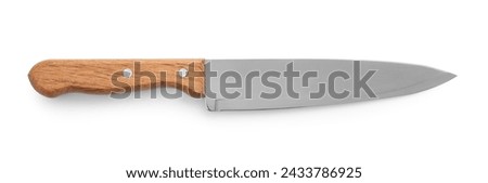 One sharp knife isolated on white, top view