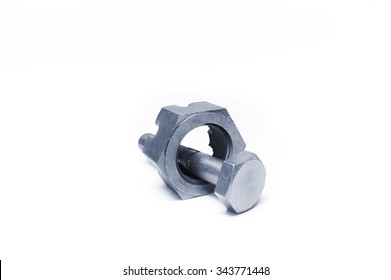 One Size Does Not Fit All Concept, Wrong Sized, Bolt And Nut On White Background