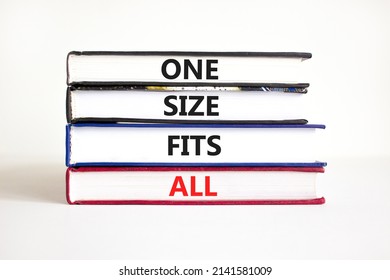 One Size Fits All Symbol. Concept Words One Size Fits All On Books. Beautiful White Table White Background. One Size Fits All Business Concept. Copy Space.