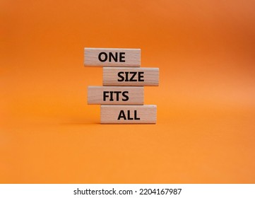 One Size Fits All Symbol. Concept Words One Size Fits All On Wooden Blocks. Beautiful Orange Background. Business And One Size Fits All Concept. Copy Space.