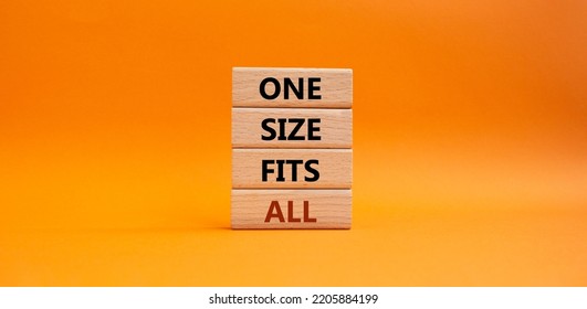 One Size Fits All Symbol. Concept Words One Size Fits All On Wooden Blocks. Beautiful Orange Background. Business And One Size Fits All Concept. Copy Space.