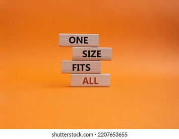 One Size Fits All Symbol. Concept Words One Size Fits All On Wooden Blocks. Beautiful Orange Background. Business And One Size Fits All Concept. Copy Space.