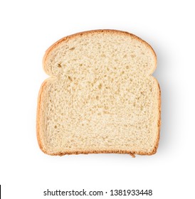 One Slice Of Bread Isolated On White Background. 