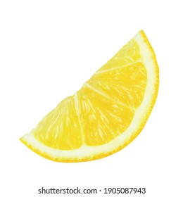 One slice lemon isolated on white background.