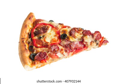 One Slice Of Pizza On A White