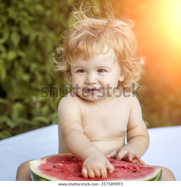 One Small Smiling Boy Blonde Curly Stock Photo Edit Now