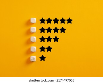 One Star Customer Satisfaction Review Rating. Poor Or Bad Service And Negative Reviews Concept.