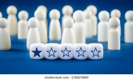 One star ranking on white cubes in conceptual image of online feedback or customer review concept