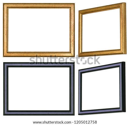 One straight and one slanted view of two different picture frames