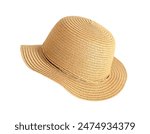 one straw hat on white isolated background
