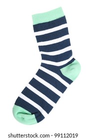 One Striped Sock Isolated On A White Background