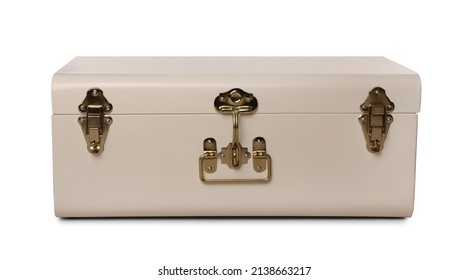 One Stylish Storage Trunk Isolated On White