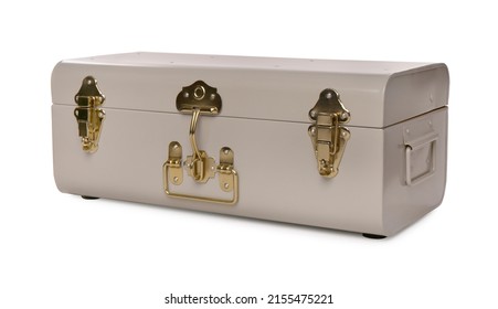 One Stylish Storage Trunk Isolated On White