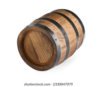 One traditional wooden barrel isolated on white - Powered by Shutterstock