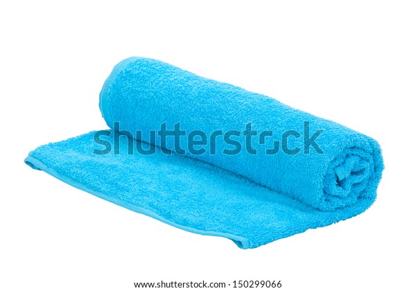 Blue Towel Rolled On White Background Stock Photo 105936869 | Shutterstock