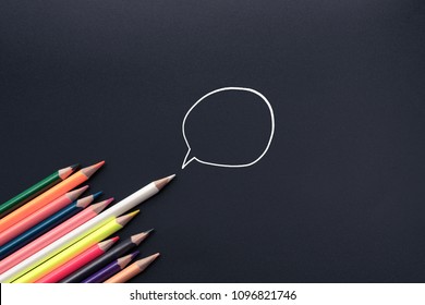 One Voice Communication, One Vote Election, White Color Pencil Lead Other Share Idea On Black Background With Copy Space