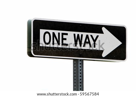 One way directional road sign