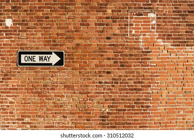 One way road signal on the wall in an american city