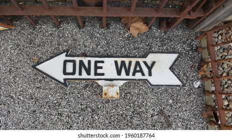 One Way Sign Image Asphalt Paving Background