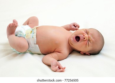 One Week Old Baby Boy Yawning