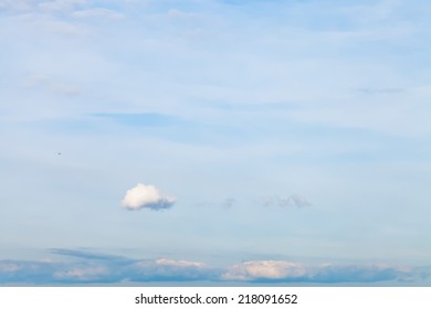 One White Little Cloud In Blue Autumn Sky - Natural Background