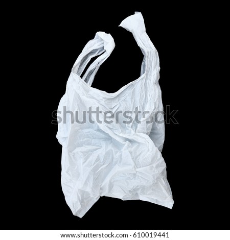 it is one white plastic bag isolated on black.