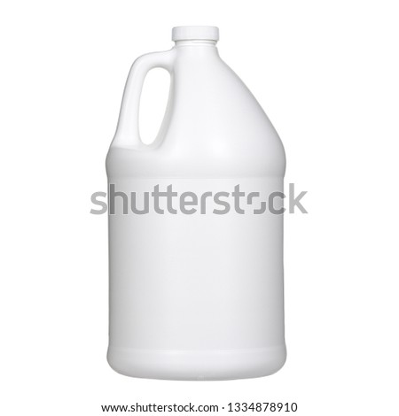 One white plastic gallon jug isolated on white background