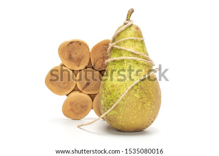 Similar – Image, Stock Photo one ripe green pear on a yellow background