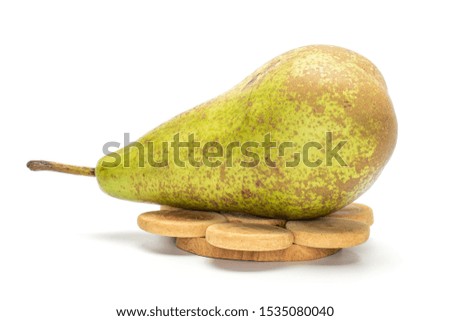 Similar – Image, Stock Photo one ripe green pear on a yellow background