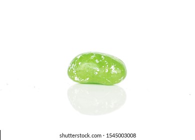 One Whole Green Jelly Bean Candy Isolated On White Background