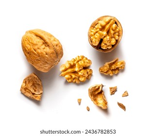 one whole and one open walnut isolated on white background
 - Powered by Shutterstock